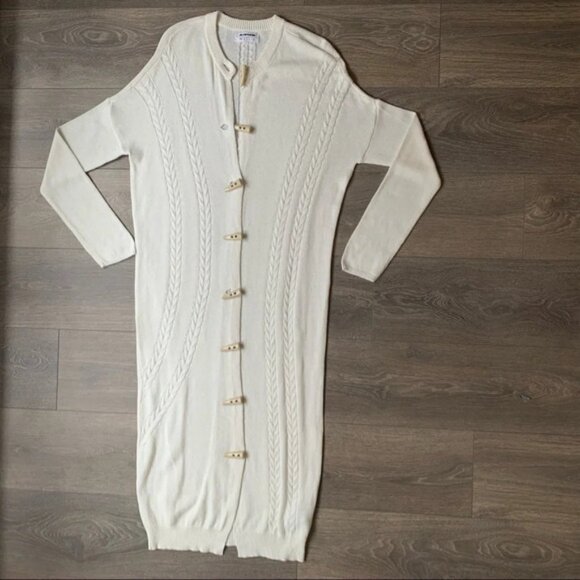 Free People One Teaspoon Sorrento Knit Long Cardigan Sweater Duster Maxi Cream - Picture 7 of 16